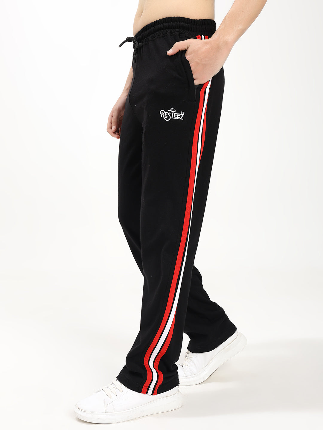 Men's Regular Fit Track Pants with Side Stripe | Drawstring Waist | Casual & Sports Lower