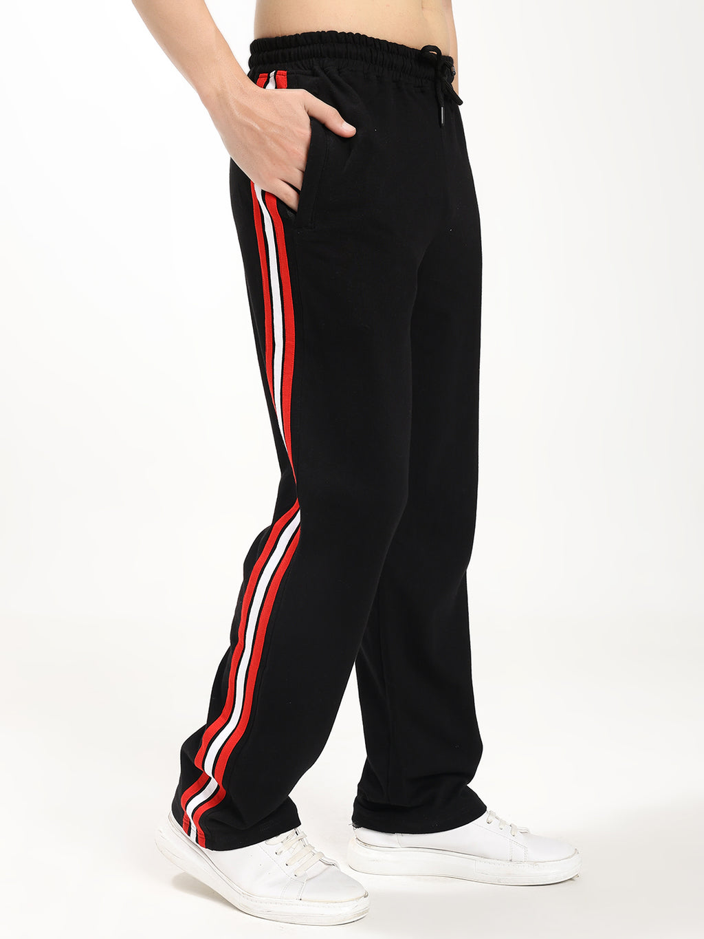 Men's Regular Fit Track Pants with Side Stripe | Drawstring Waist | Casual & Sports Lower