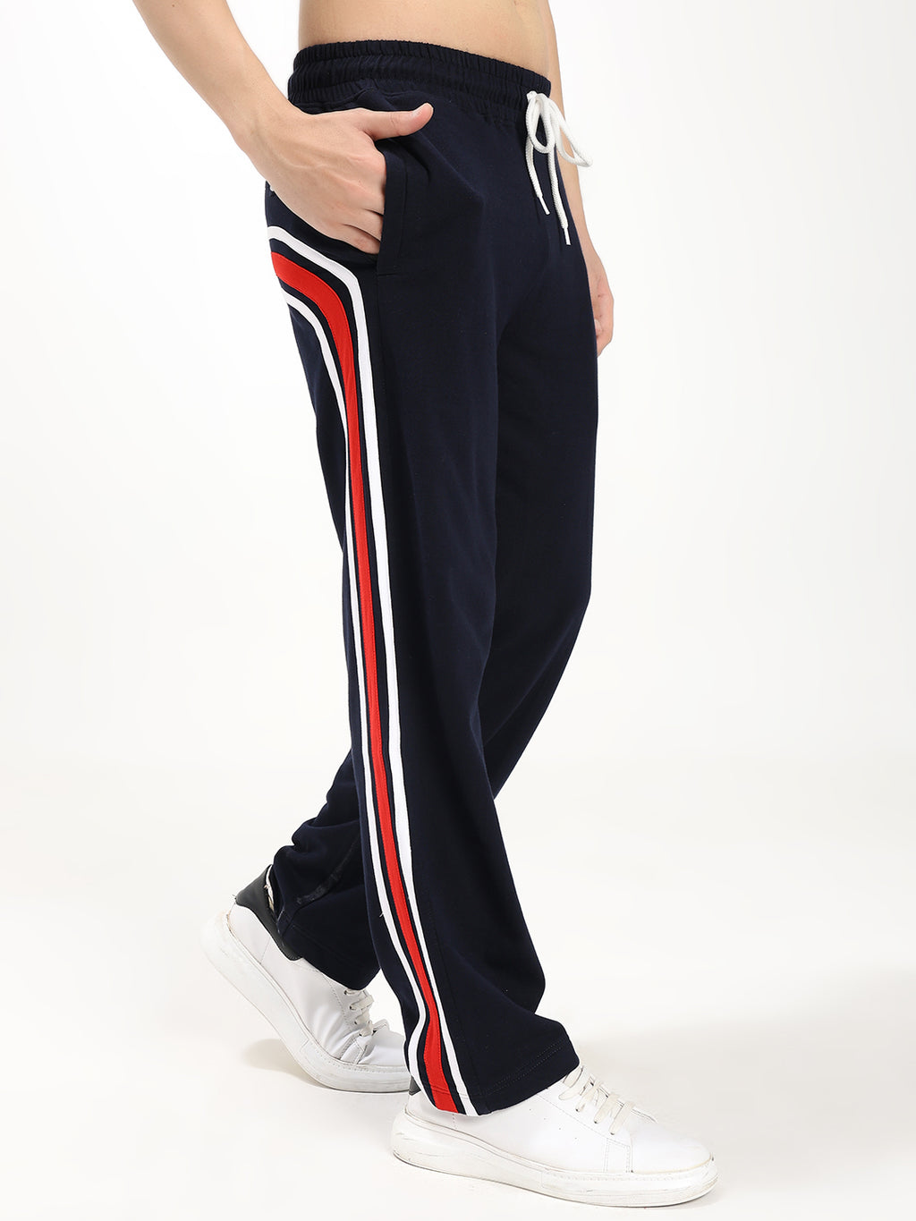 Men's Regular Fit Track Pants with Contrast Side Panel | Drawstring Waist | Casual Sports Lower