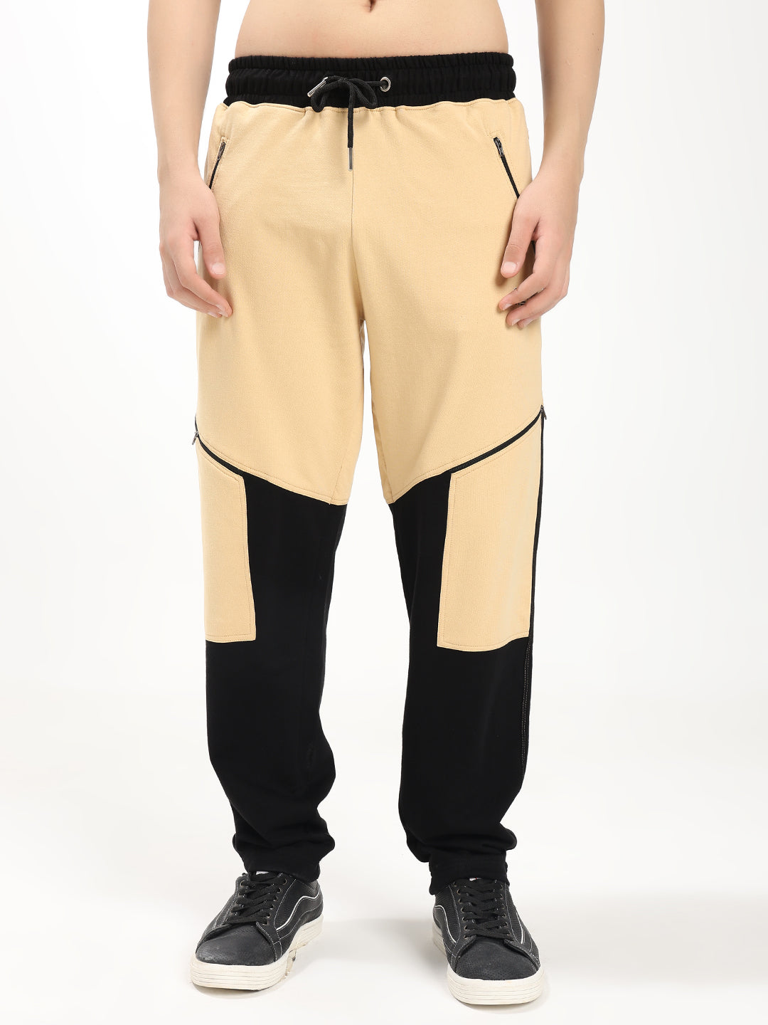 Men's Regular Fit Cotton Blend Cargo Joggers with Multi Utility Pockets, Zip Pocket & Elastic Waist