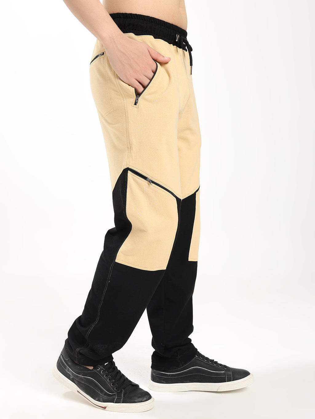 Men's Regular Fit Cotton Blend Cargo Joggers with Multi Utility Pockets, Zip Pocket & Elastic Waist