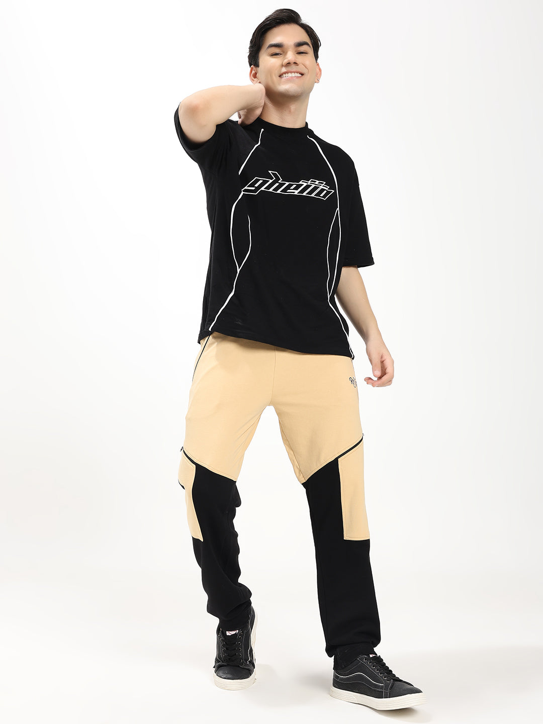 Men's Regular Fit Cotton Blend Cargo Joggers with Multi Utility Pockets, Zip Pocket & Elastic Waist