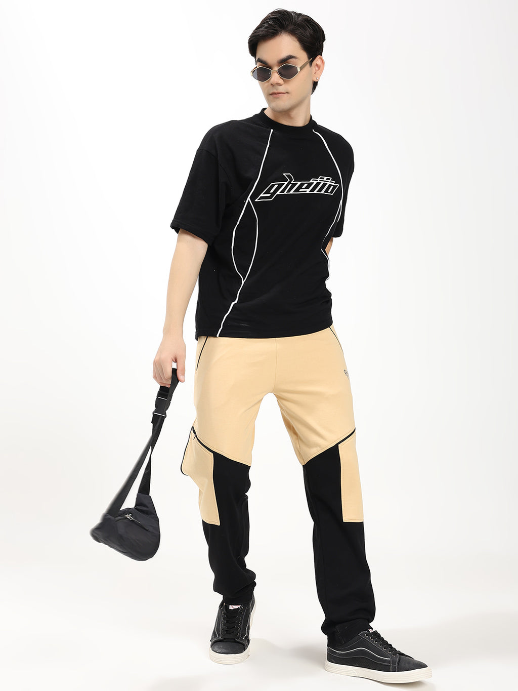 Men's Regular Fit Cotton Blend Cargo Joggers with Multi Utility Pockets, Zip Pocket & Elastic Waist