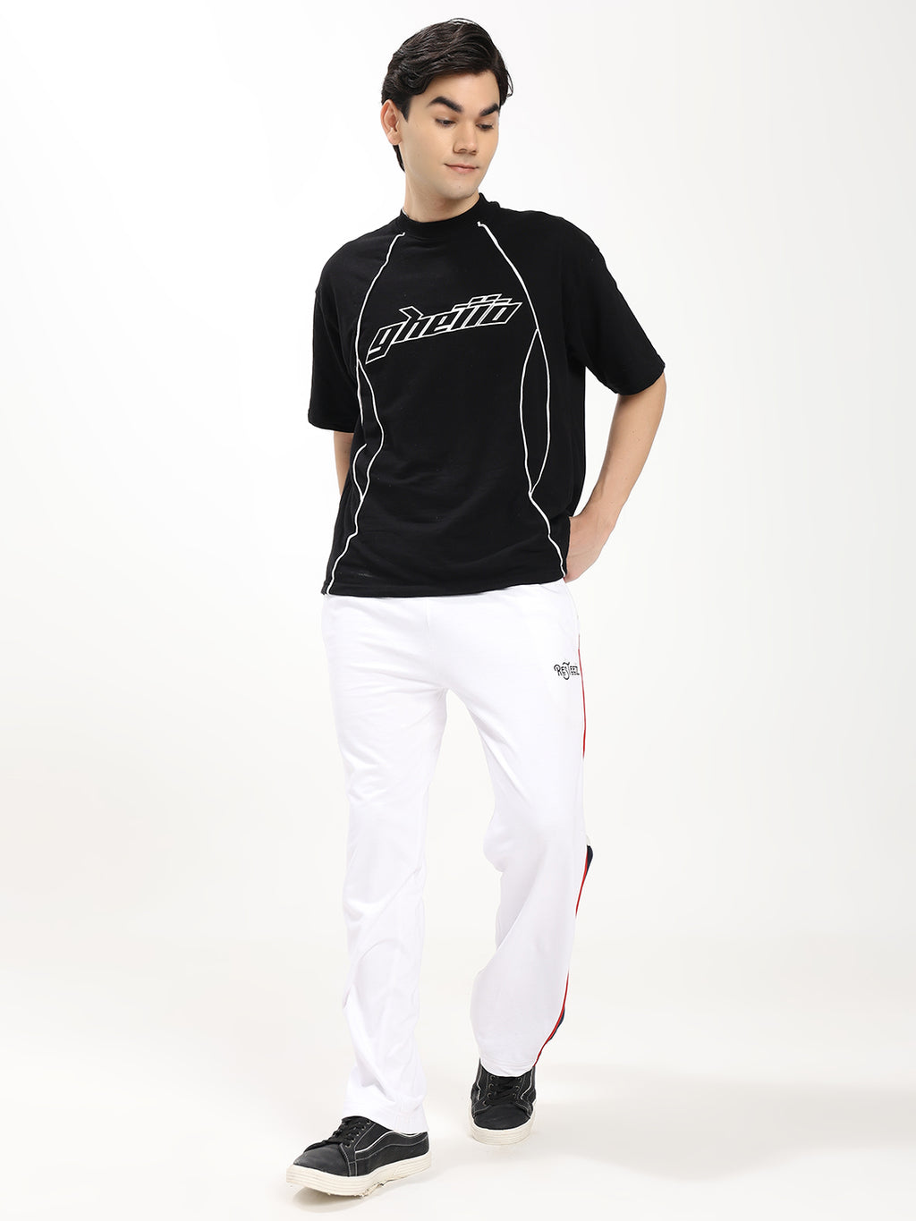 Men's Regular Fit Snap Button Track Pants | Side Panel Sports Lower | Casual & Activewear