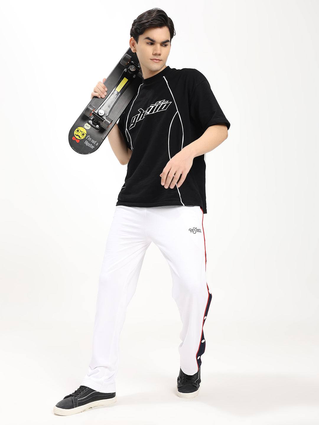 Men's Regular Fit Snap Button Track Pants | Side Panel Sports Lower | Casual & Activewear