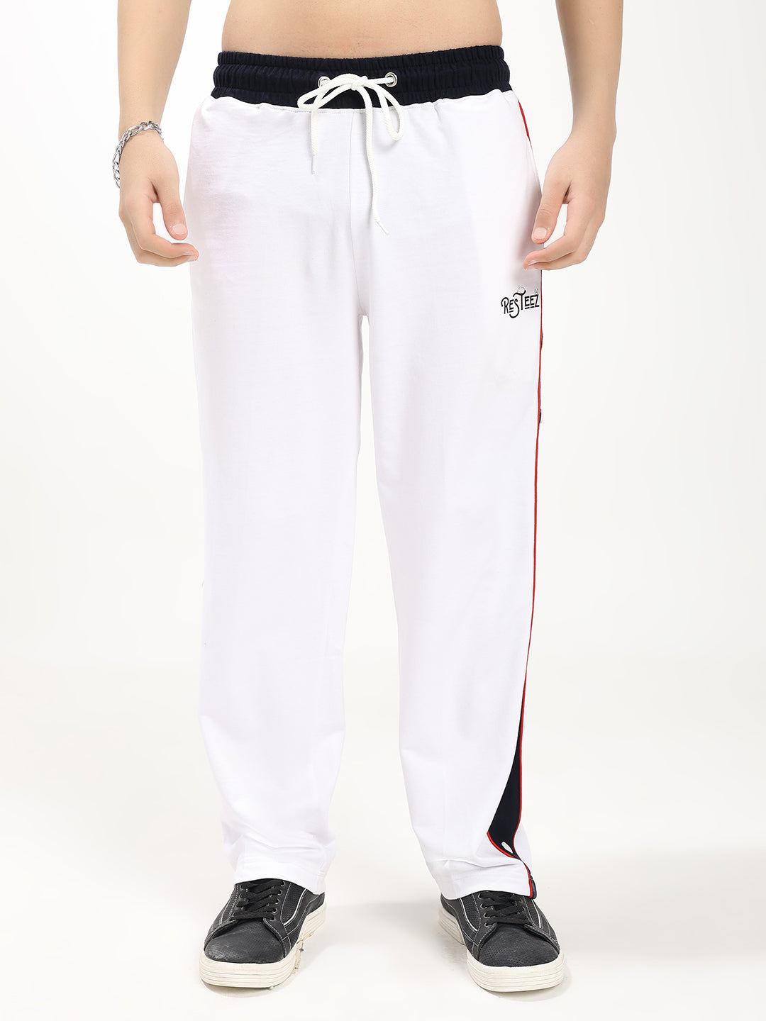 Men's Regular Fit Snap Button Track Pants | Side Panel Sports Lower | Casual & Activewear