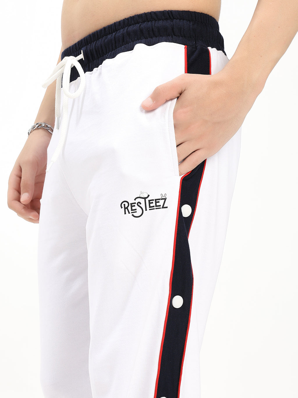 Men's Regular Fit Snap Button Track Pants | Side Panel Sports Lower | Casual & Activewear