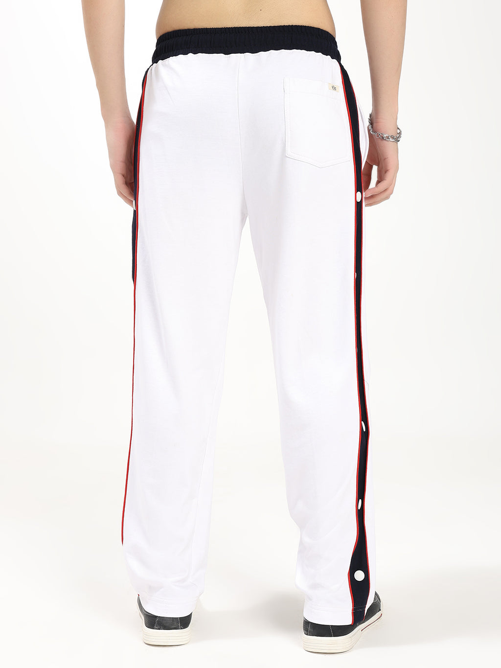 Men's Regular Fit Snap Button Track Pants | Side Panel Sports Lower | Casual & Activewear