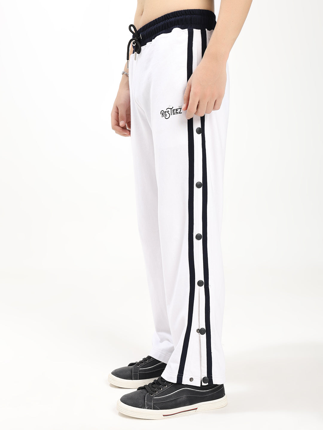 Men's Regular Fit Snap Button Track Pants | Tearaway Sports Lower | Casual Activewear