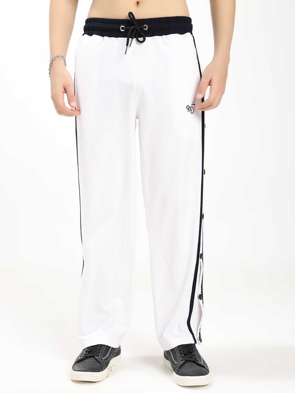 Men's Regular Fit Snap Button Track Pants | Tearaway Sports Lower | Casual Activewear