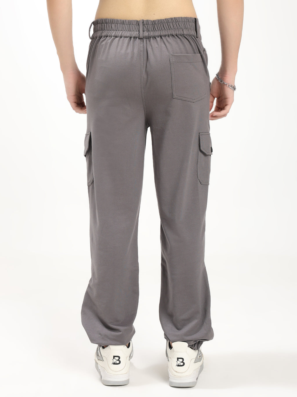 Men Cotton Blend Cargo Track Pant with Multi-Pocket Design