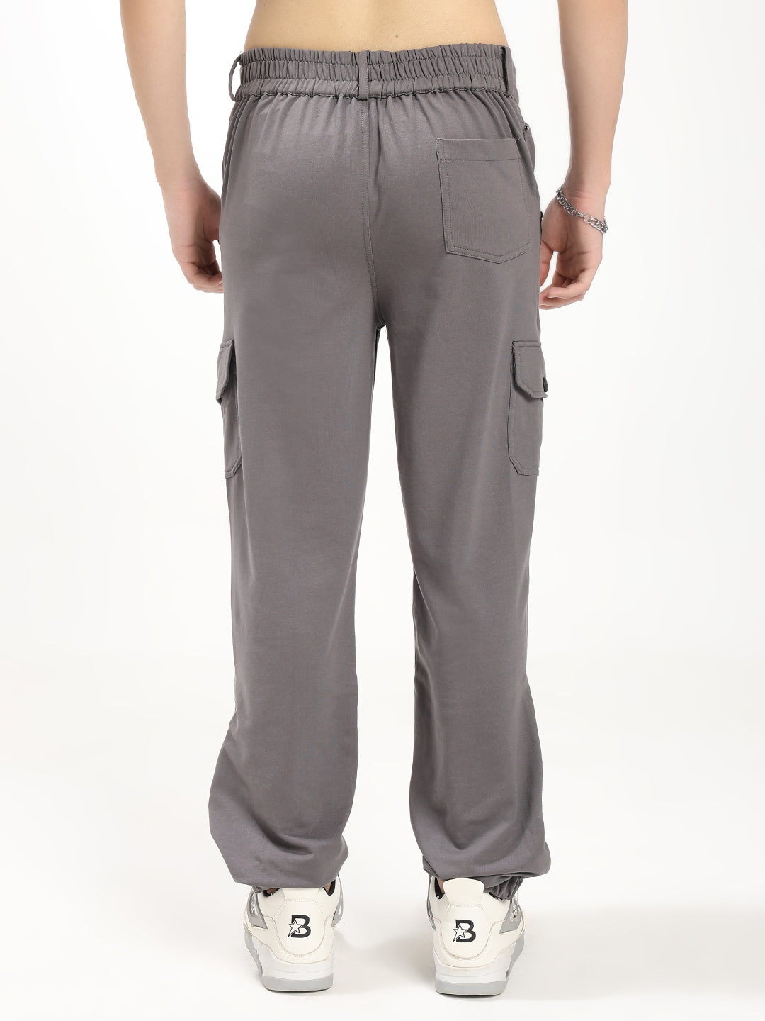 Men Cotton Blend Cargo Track Pant with Multi-Pocket Design