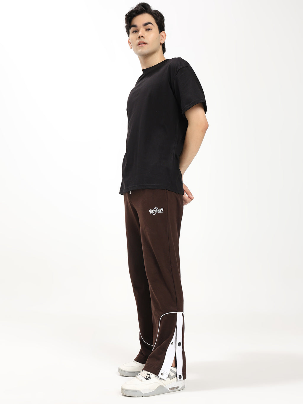 Men's Regular Fit Track Pants with Snap Button Hem | Drawstring Waist | Casual Sports Lower