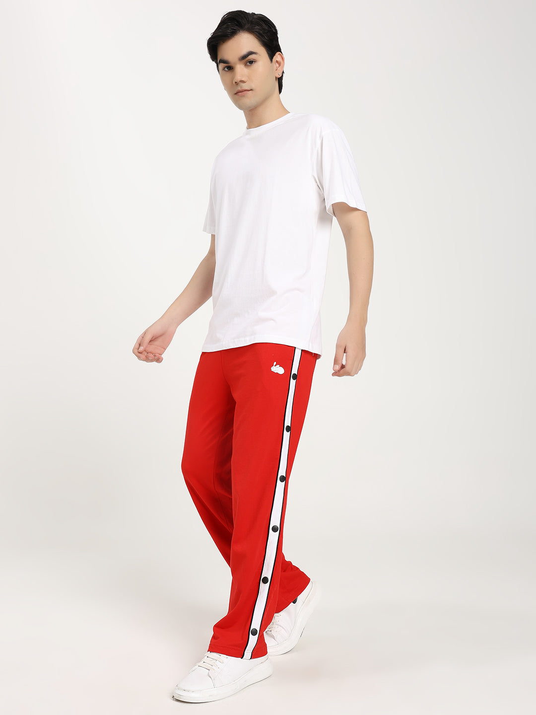 Men's Premium Relaxed Fit Snap Button Track Pants with Drawstring Waist
