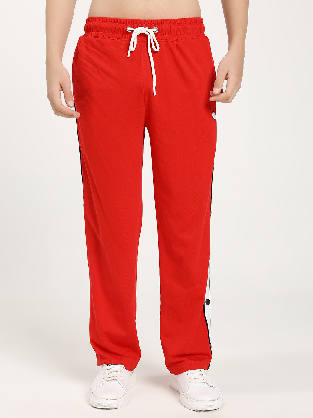 Men's Premium Relaxed Fit Snap Button Track Pants with Drawstring Waist