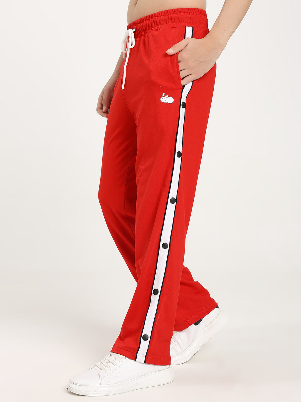 Men's Premium Relaxed Fit Snap Button Track Pants with Drawstring Waist