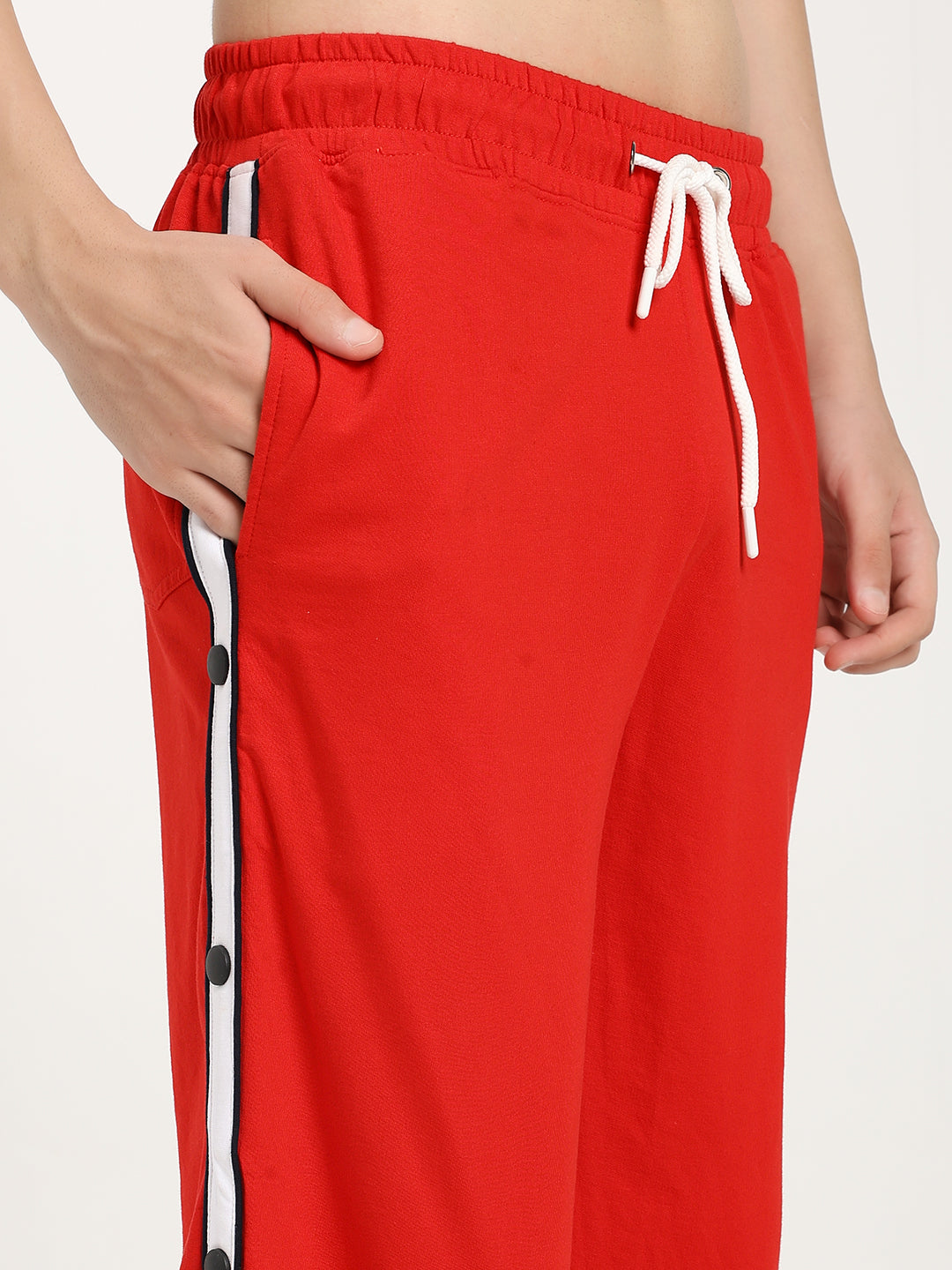 Men's Premium Relaxed Fit Snap Button Track Pants with Drawstring Waist