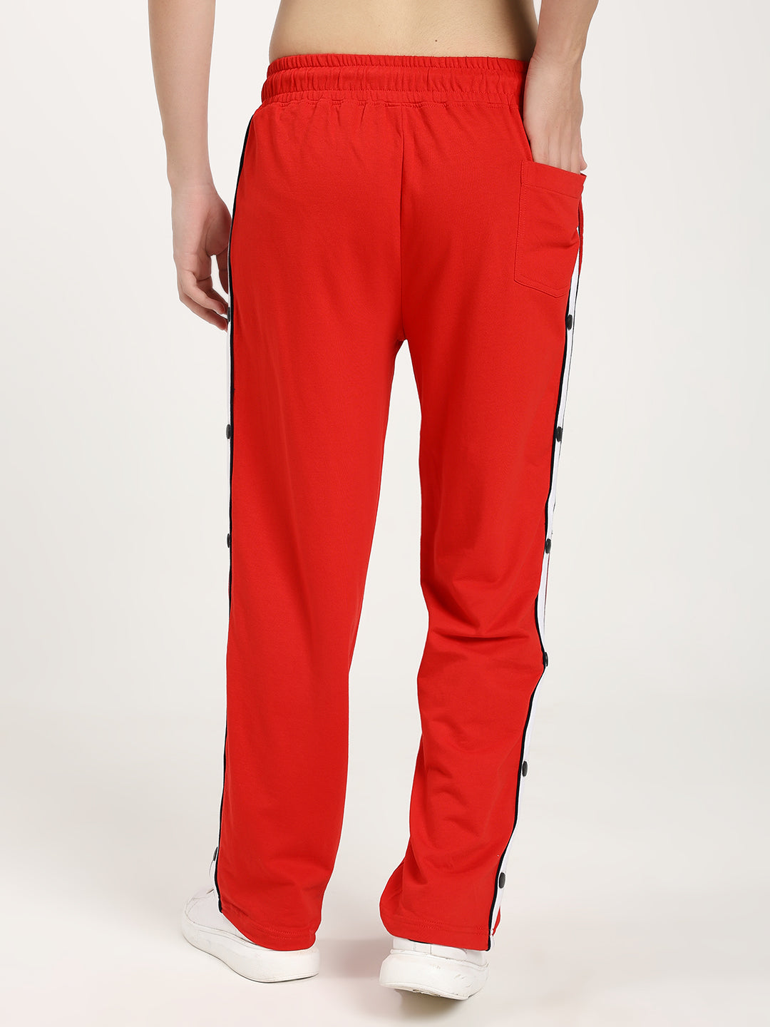 Men's Premium Relaxed Fit Snap Button Track Pants with Drawstring Waist