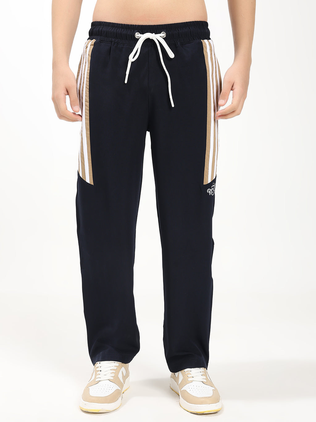 Men's Premium Straight Fit Track Pant with Side Stripe Design Elastic Waist and Drawstring