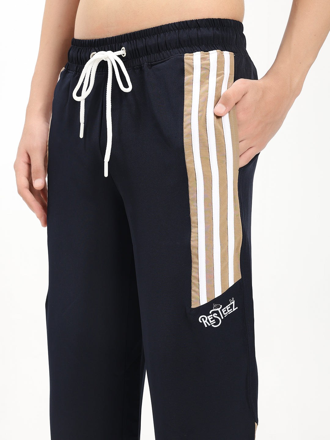 Men's Premium Straight Fit Track Pant with Side Stripe Design Elastic Waist and Drawstring