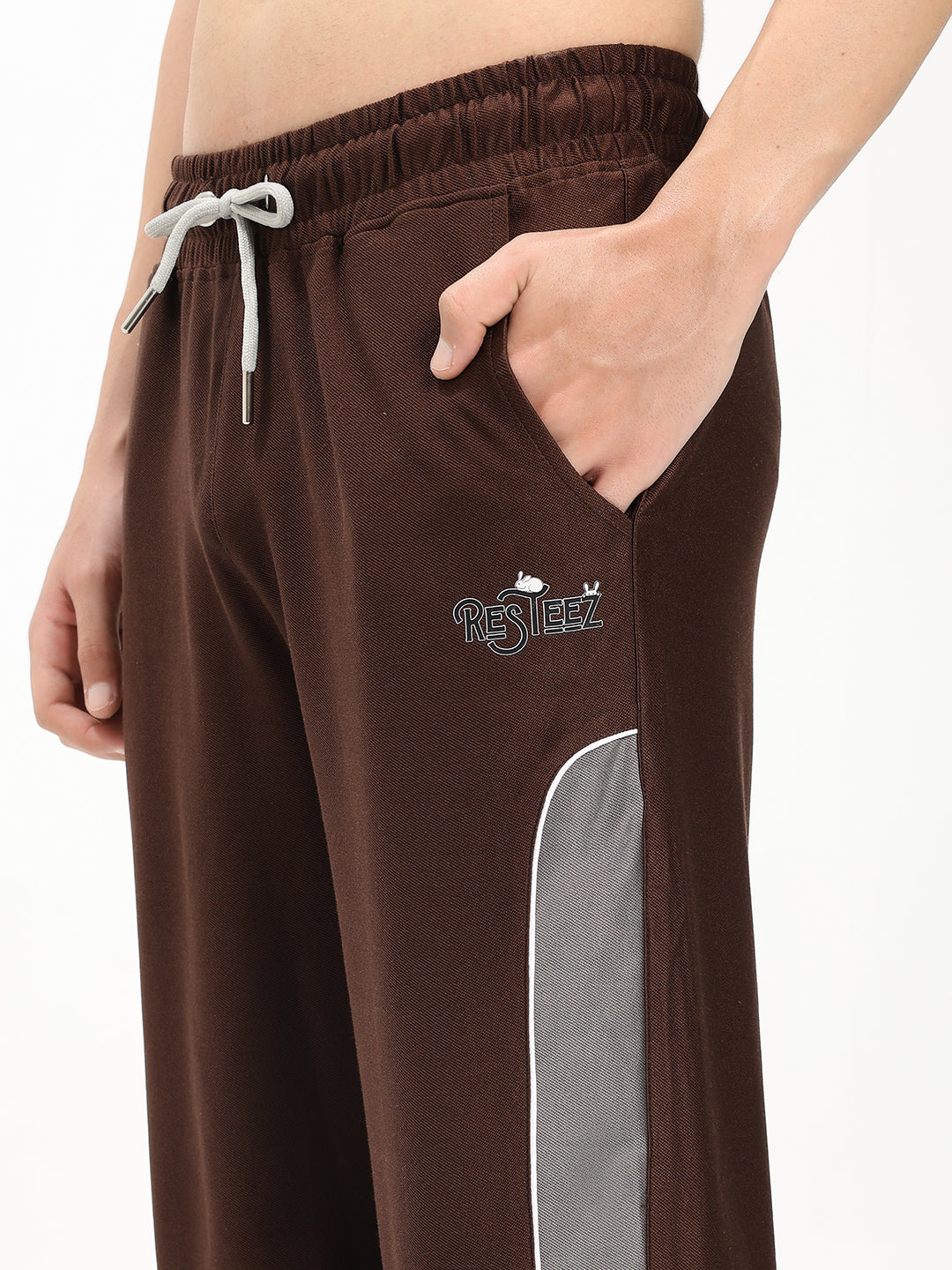 Men's Straight Fit Track Pant with Contrast Side Panel Elastic Waist Drawstring Sports Lower