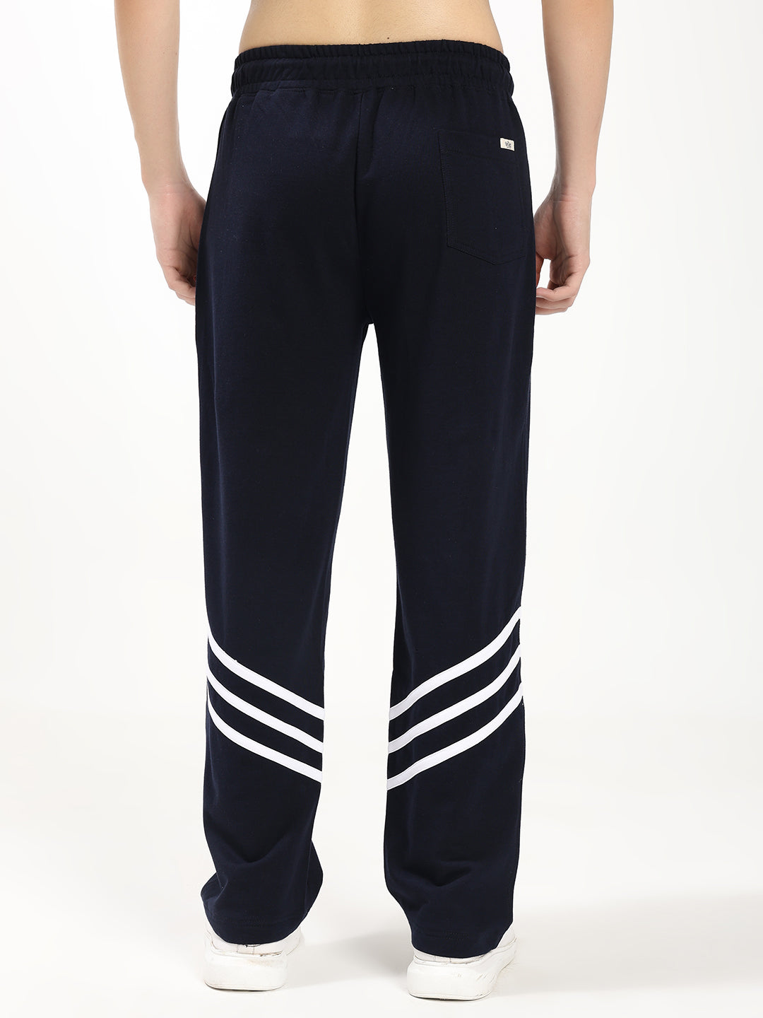 Men's Straight Fit Track Pant with Stripe Detail Elastic Waist Drawstring Sports Lower
