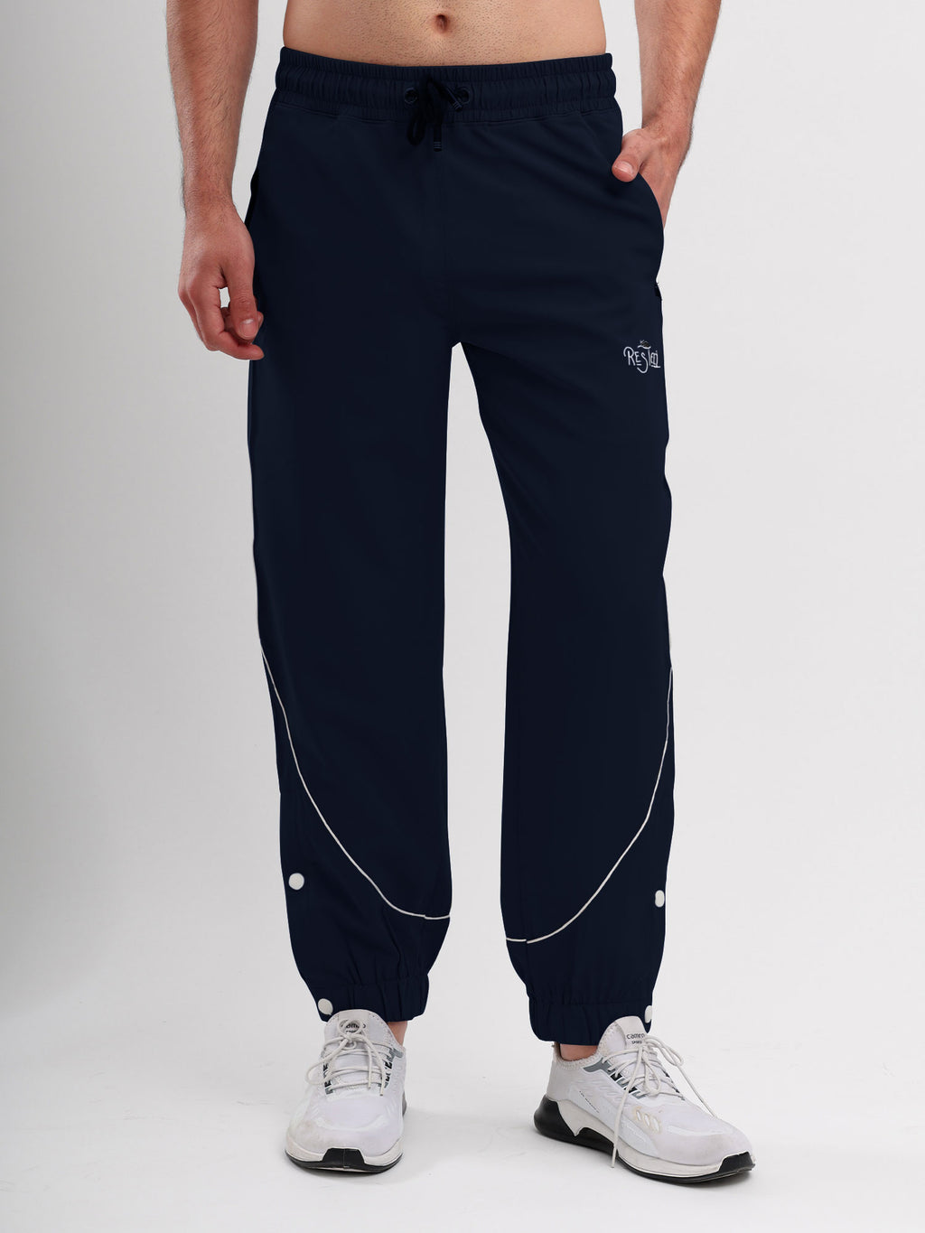 Men Active Jogger Track Pant with Reflective Piping Elastic Cuff and Zip Pockets