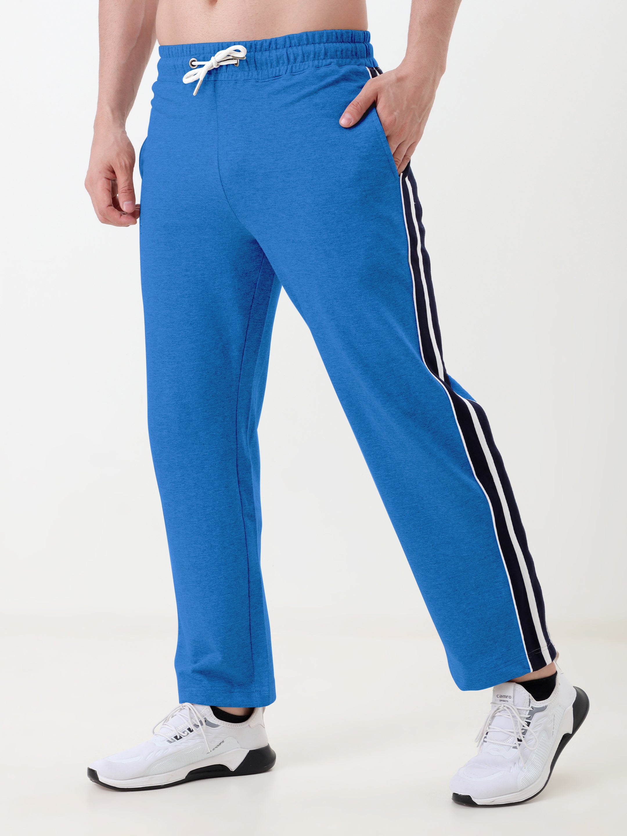 Men's Solid Regular Fit Track Pants with Side Stripe | Elastic Waist | Casual & Sports Lower