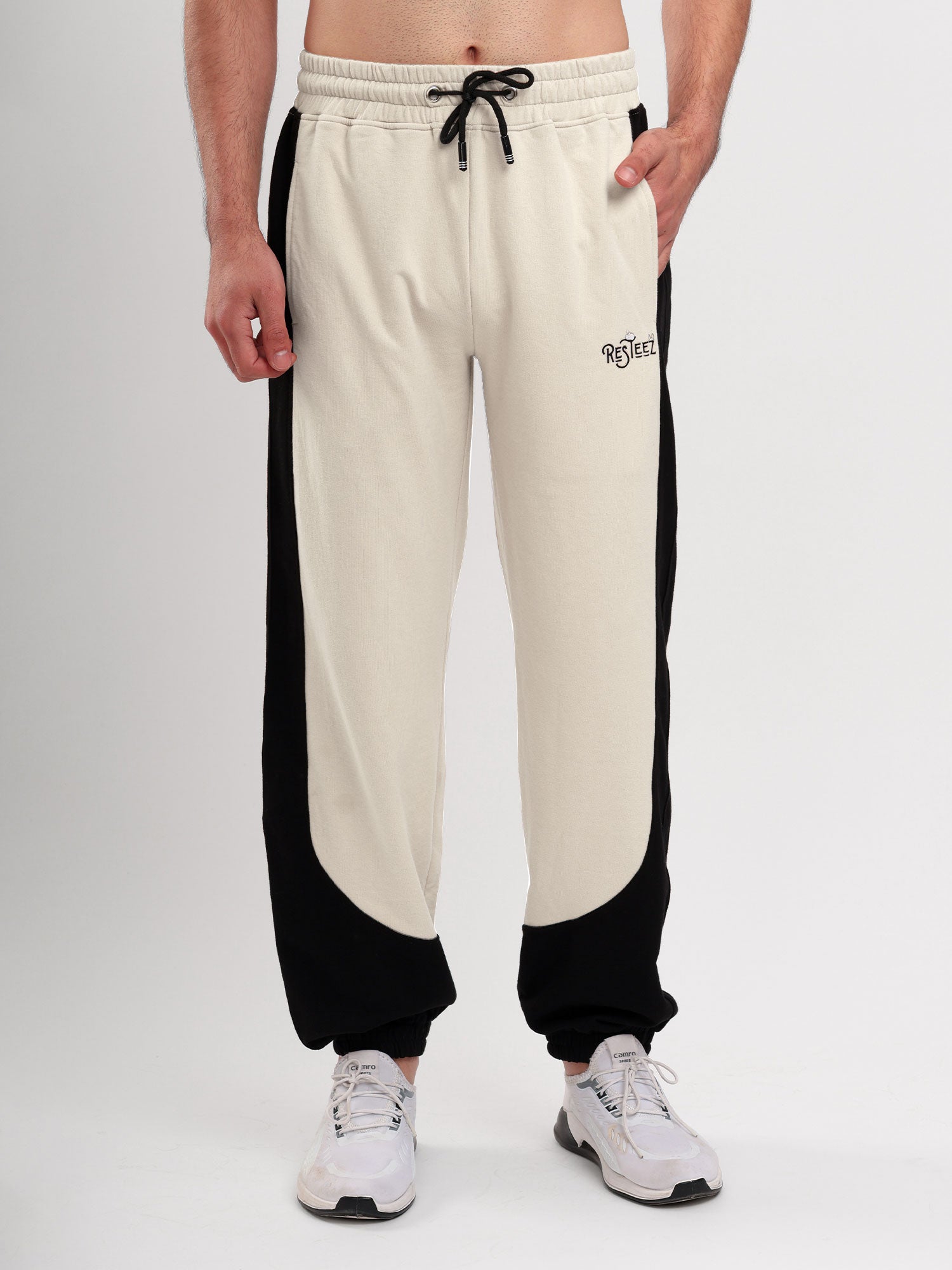 Men's Regular Fit Cotton Blend Track Pant with Side Panel Design, Elastic Waist & Drawstring