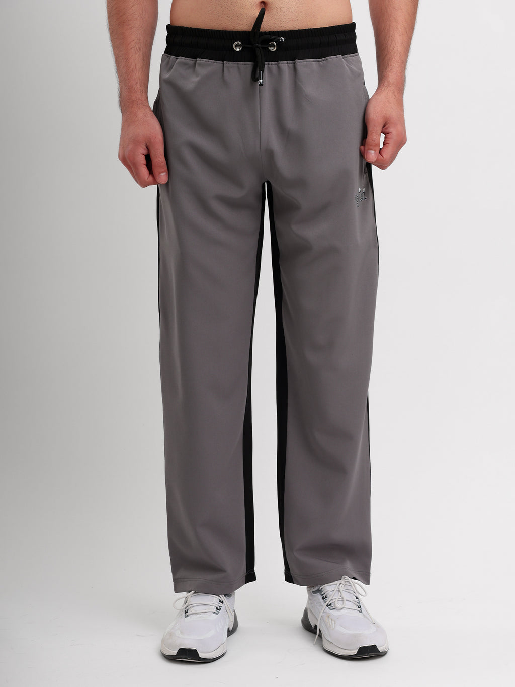 Men Regular Fit Track Pant with Contrast Side Panels and Elastic Waist