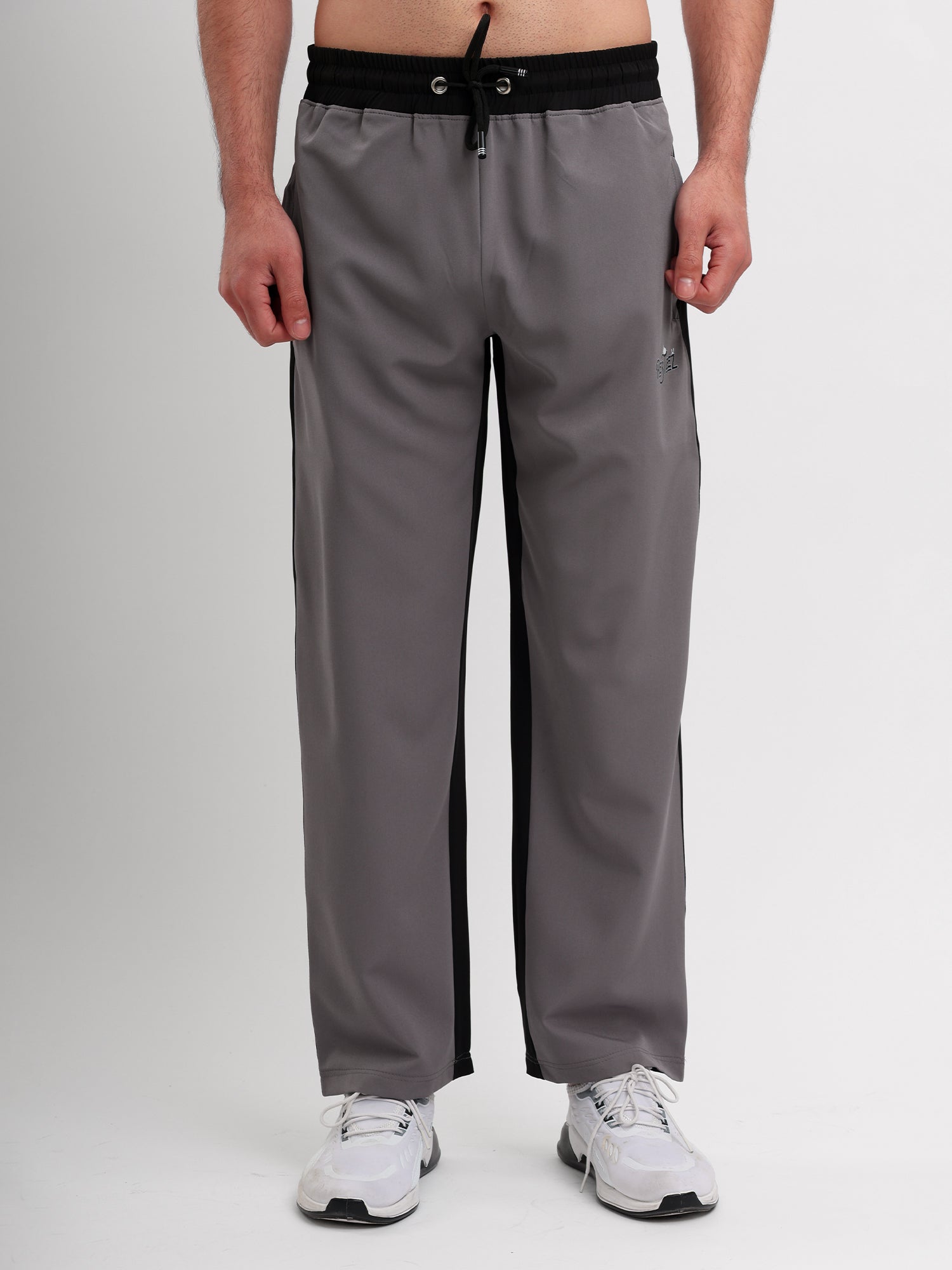 Men Regular Fit Track Pant with Contrast Side Panels and Elastic Waist