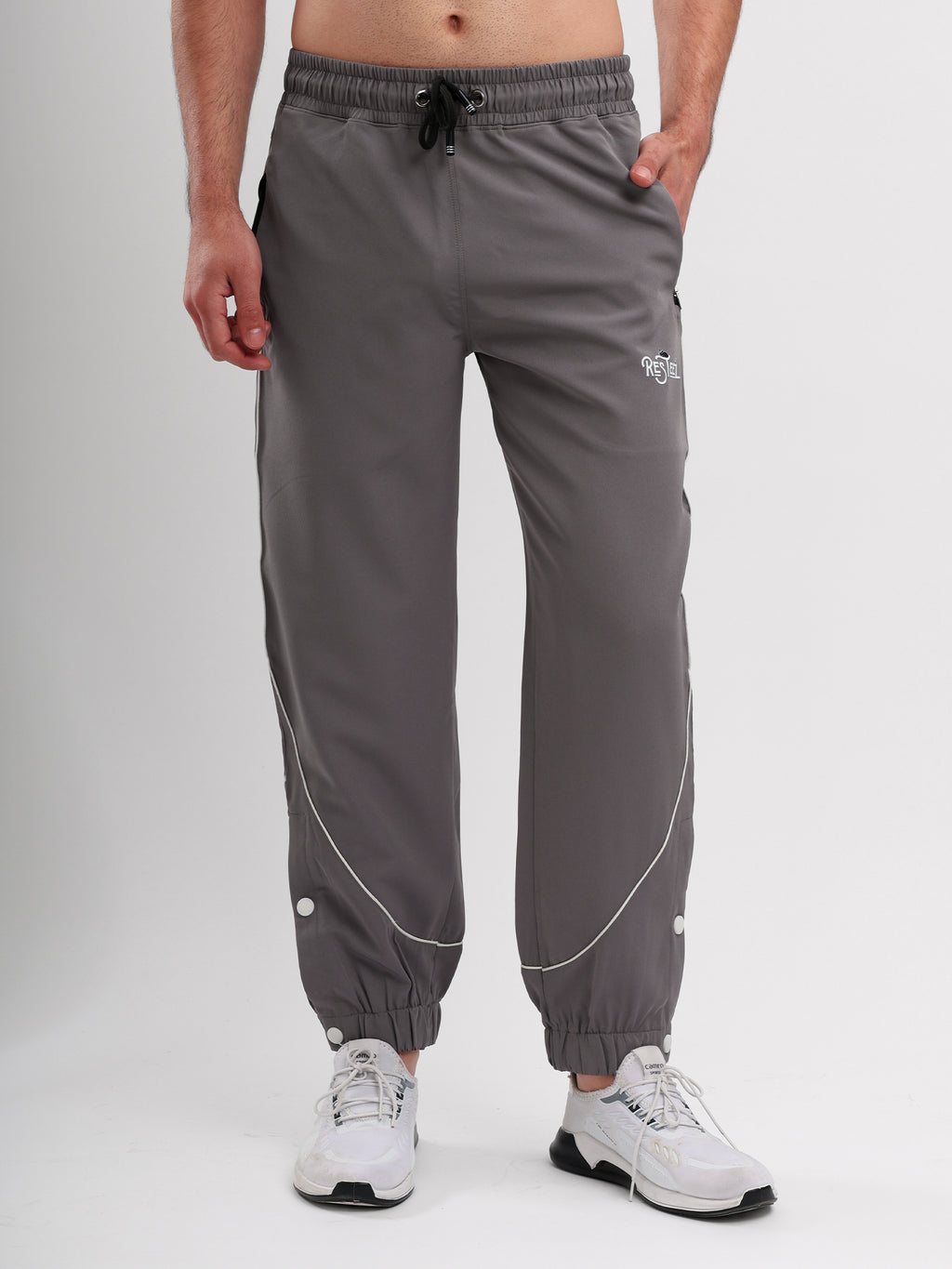 Men Active Jogger Track Pant with Reflective Piping Elastic Cuff and Zip Pockets