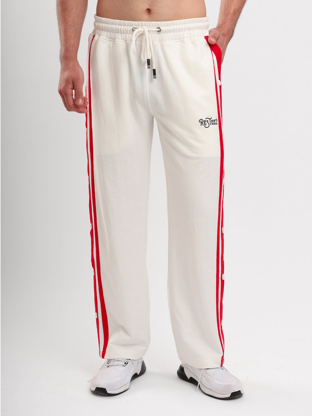 Men's Regular Fit Side Snap Track Pant with Adjustable Drawstring, Side Pockets & Straight Fit
