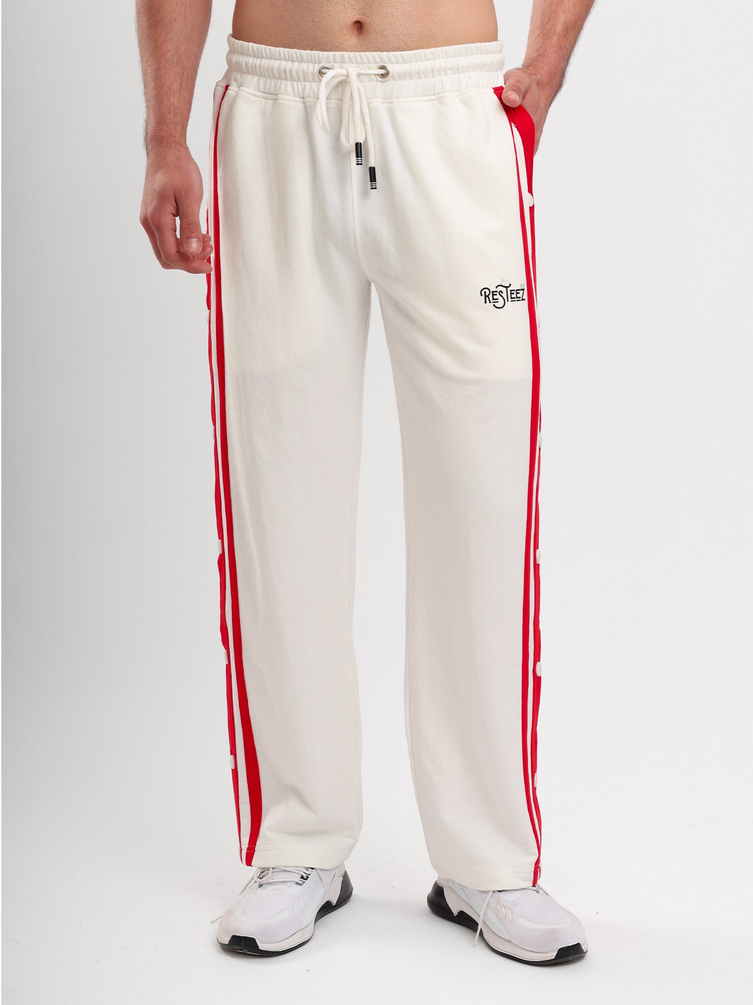 Men's Regular Fit Side Snap Track Pant with Adjustable Drawstring, Side Pockets & Straight Fit