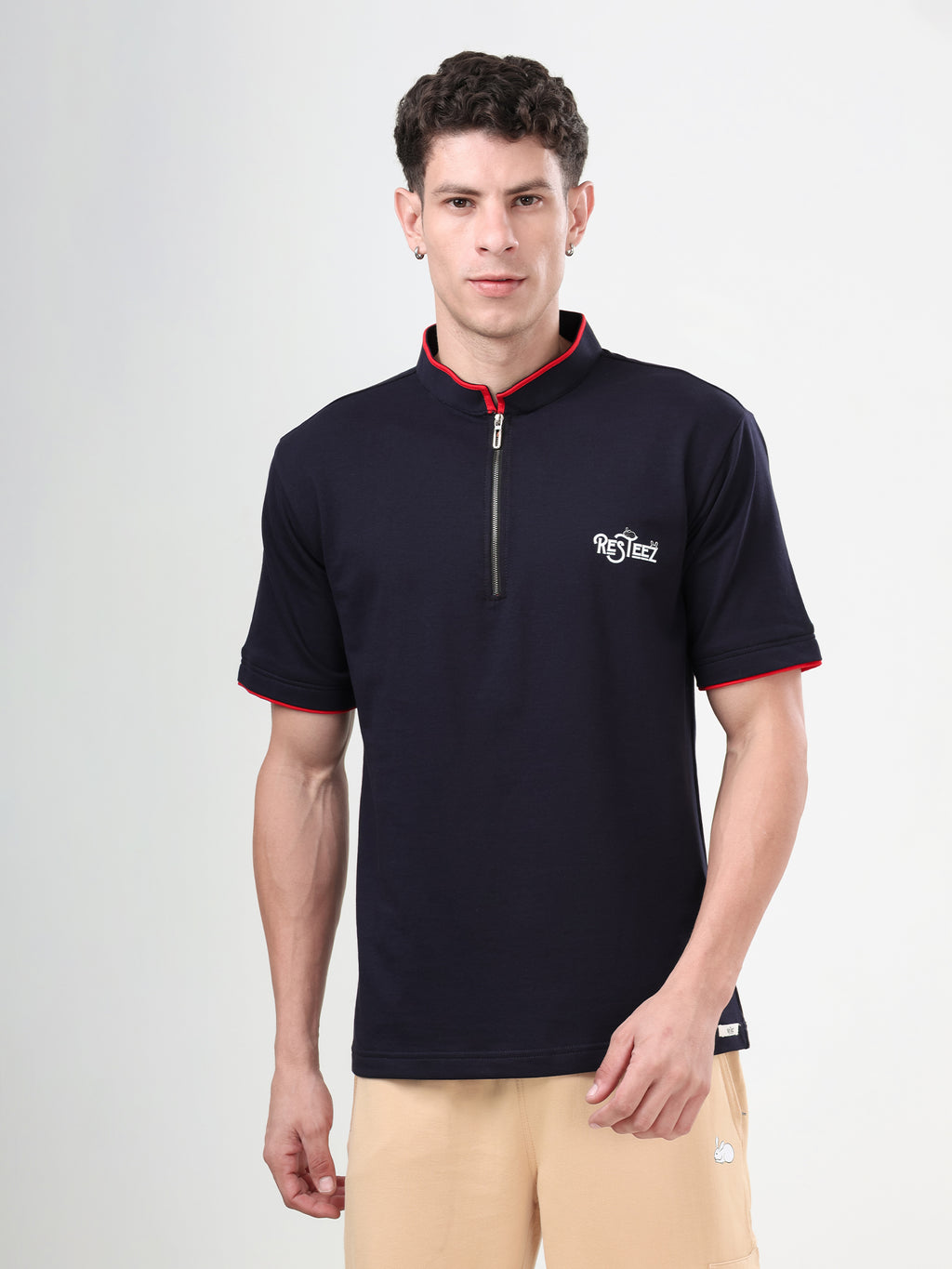 Men's Premium Half Zip Polo T-Shirt | Regular Fit | Soft Cotton Blend | Casual & Smart Casual Wear