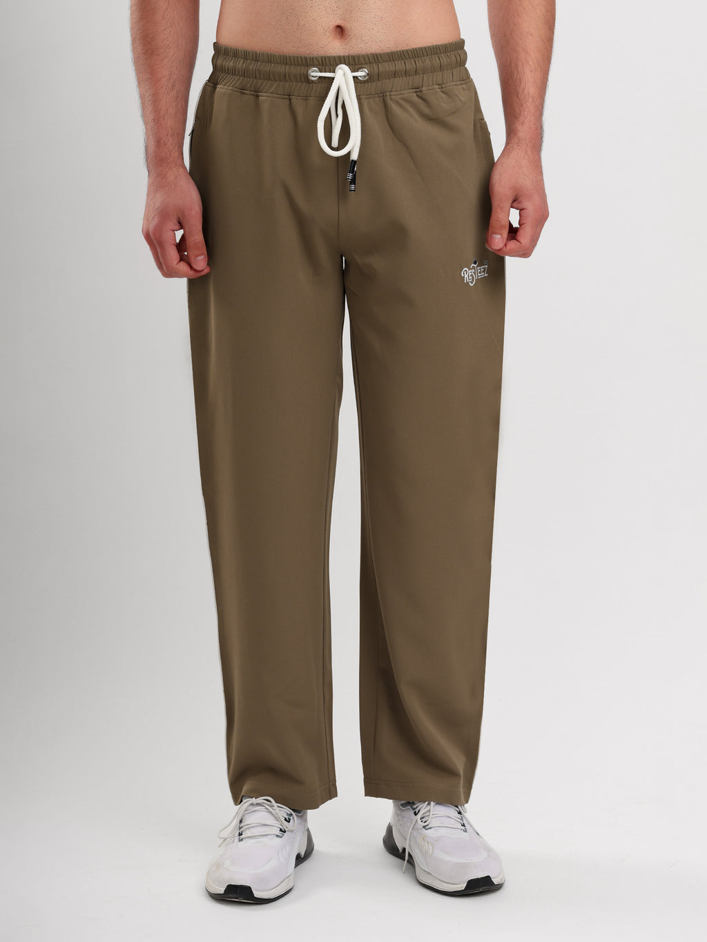 Men's Premium Straight Fit Track Pants with Zipper Pockets & Drawstring Waist