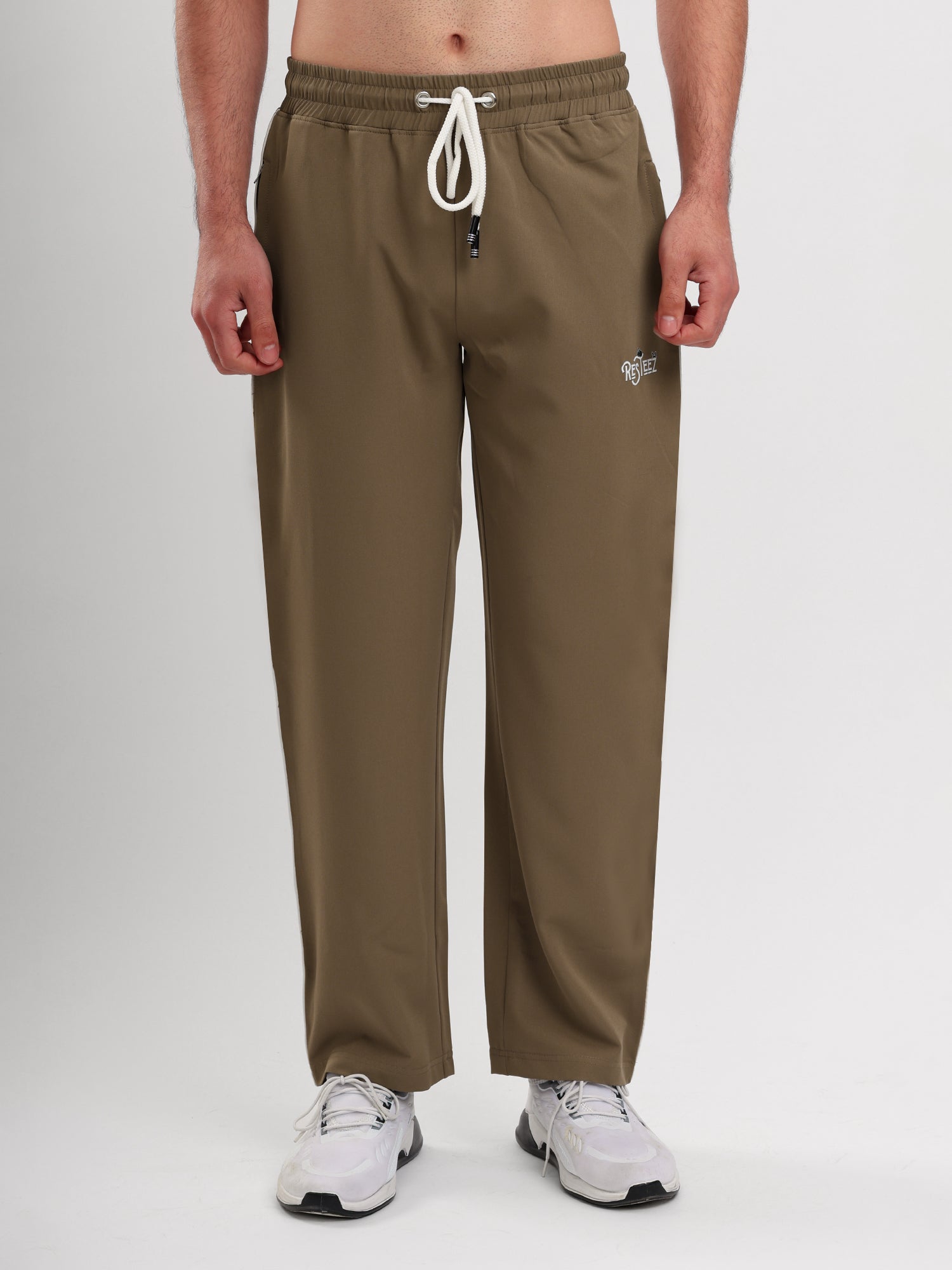 Men's Premium Straight Fit Track Pants with Zipper Pockets & Drawstring Waist