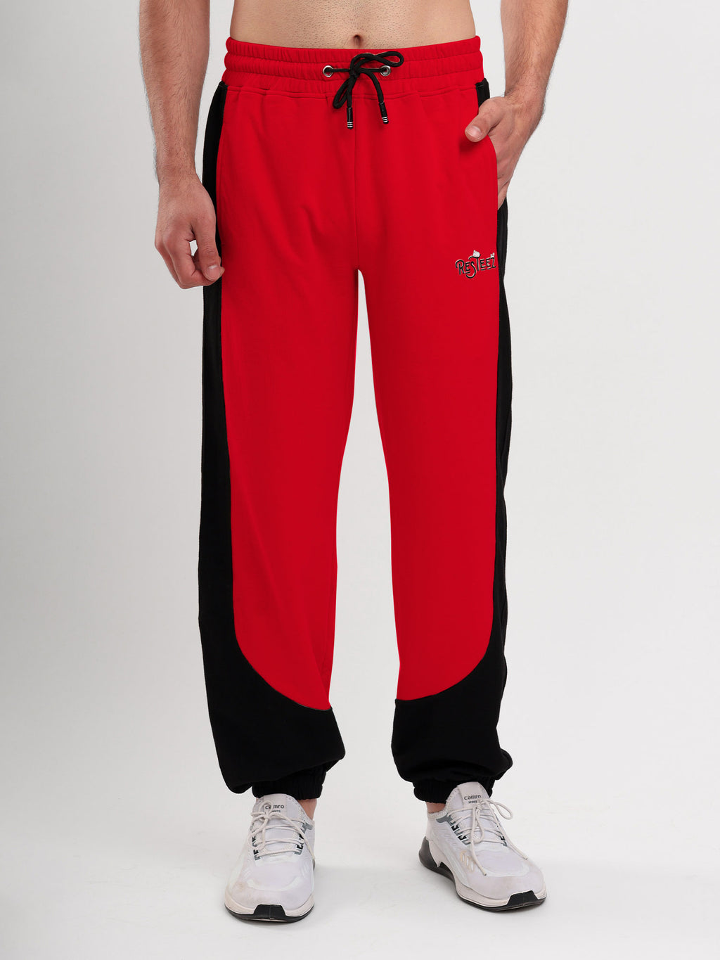 Men's Regular Fit Cotton Blend Track Pant with Side Panel Design, Elastic Waist & Drawstring
