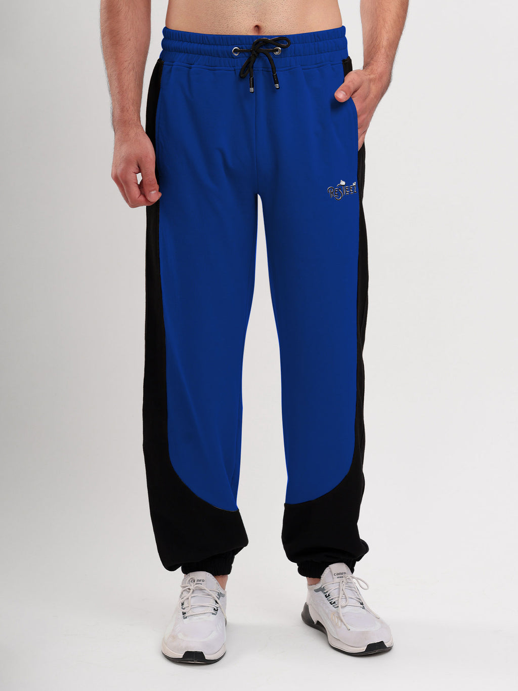 Men's Regular Fit Cotton Blend Track Pant with Side Panel Design, Elastic Waist & Drawstring