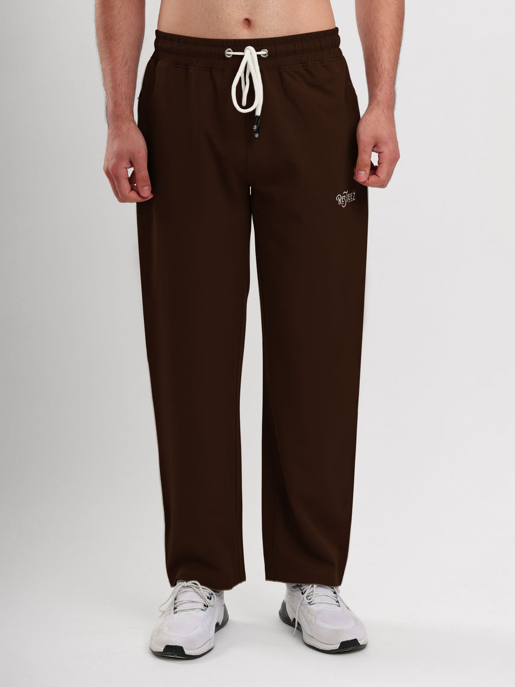 Men's Premium Straight Fit Track Pants with Zipper Pockets & Drawstring Waist