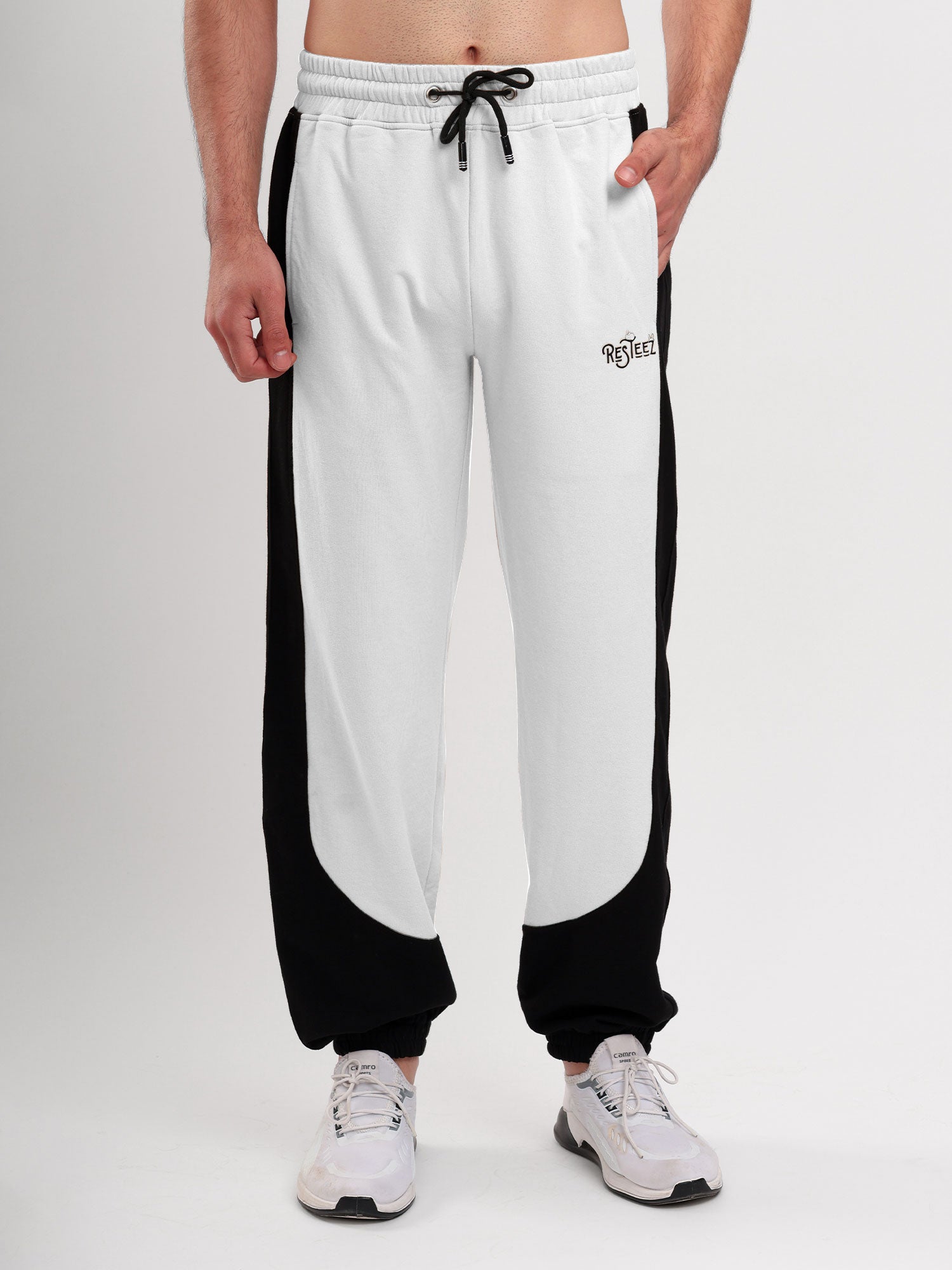 Men's Regular Fit Cotton Blend Track Pant with Side Panel Design, Elastic Waist & Drawstring