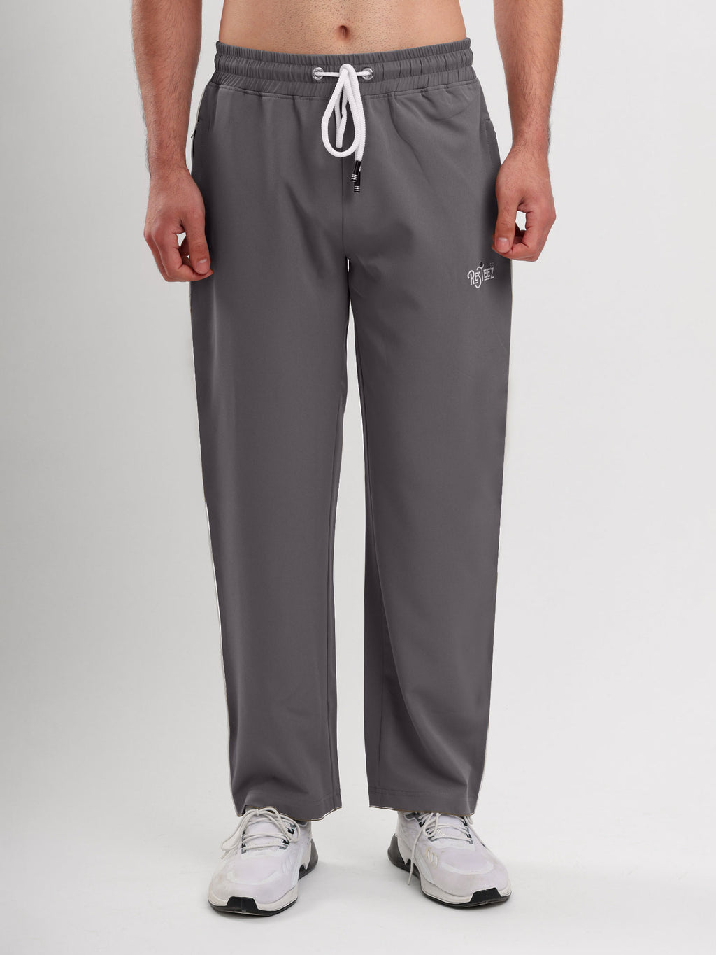 Men's Premium Straight Fit Track Pants with Zipper Pockets & Drawstring Waist