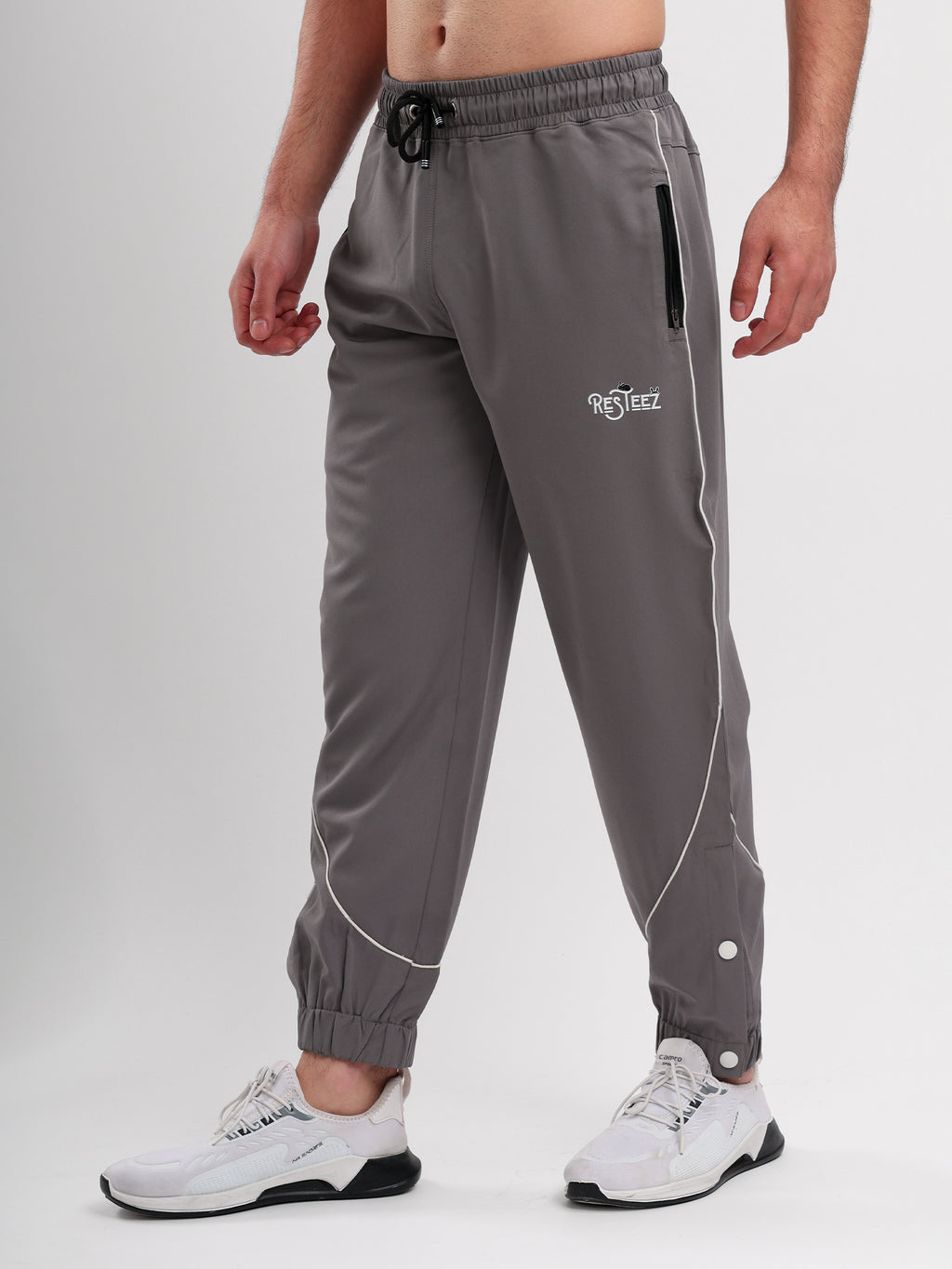 Men Active Jogger Track Pant with Reflective Piping Elastic Cuff and Zip Pockets