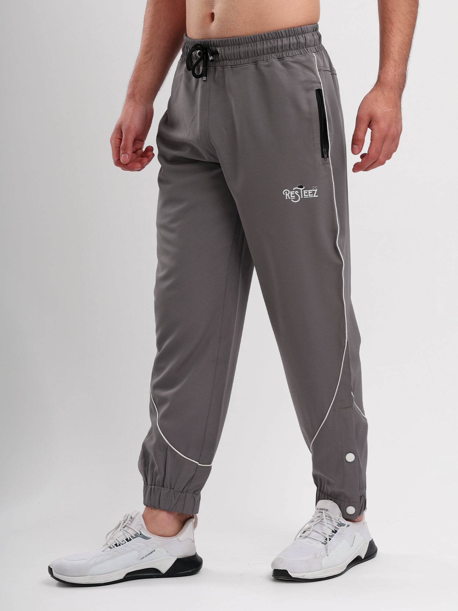 Men Active Jogger Track Pant with Reflective Piping Elastic Cuff and Zip Pockets