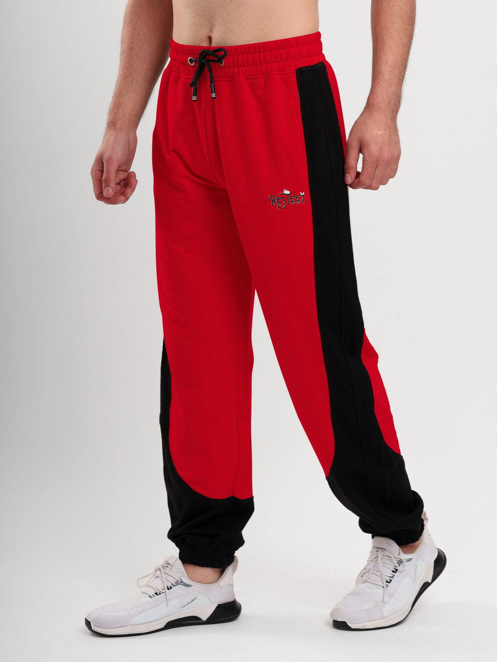 Men's Regular Fit Cotton Blend Track Pant with Side Panel Design, Elastic Waist & Drawstring