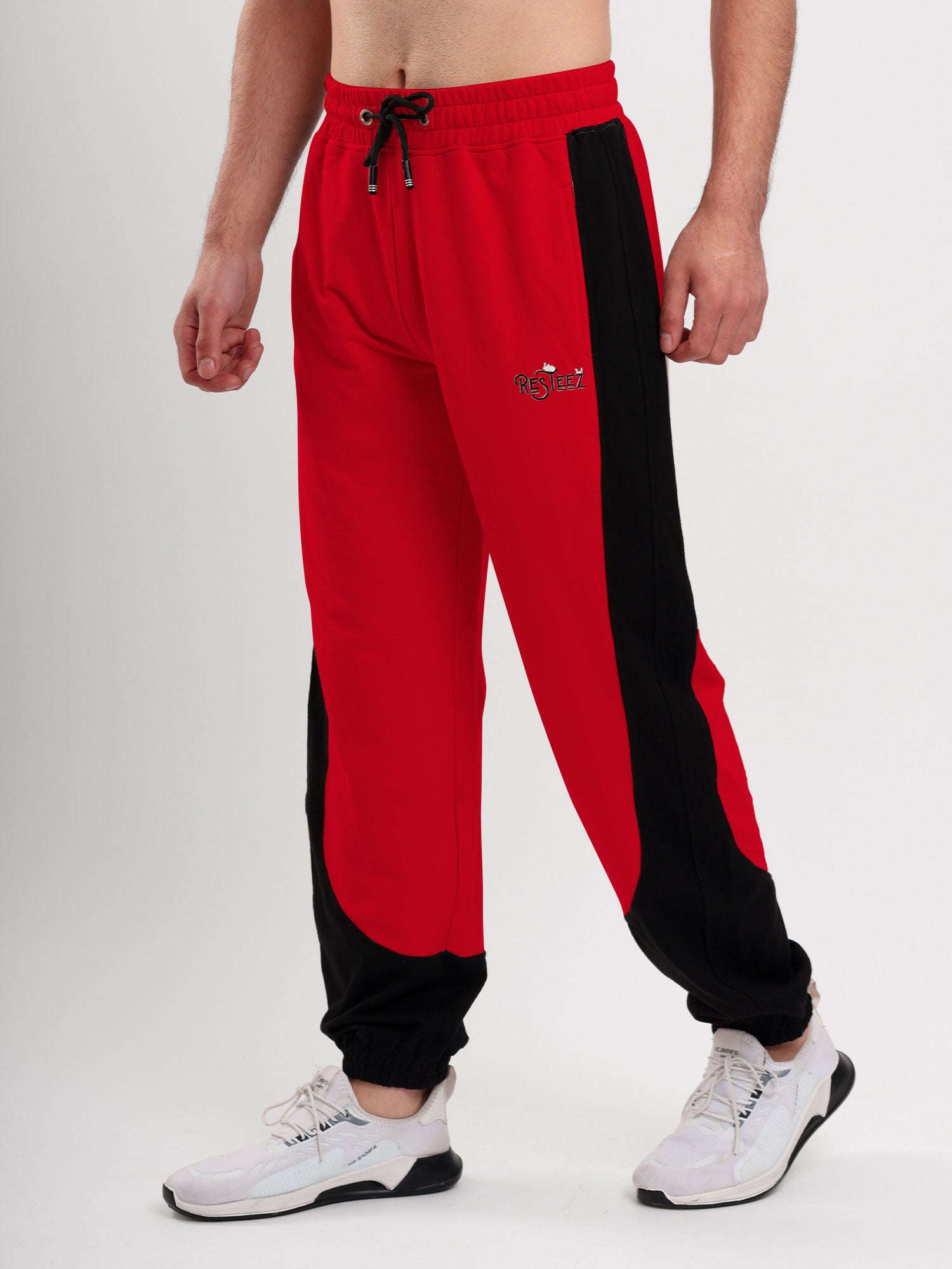 Men's Regular Fit Cotton Blend Track Pant with Side Panel Design, Elastic Waist & Drawstring