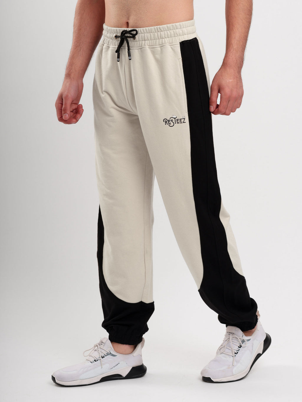 Men's Regular Fit Cotton Blend Track Pant with Side Panel Design, Elastic Waist & Drawstring