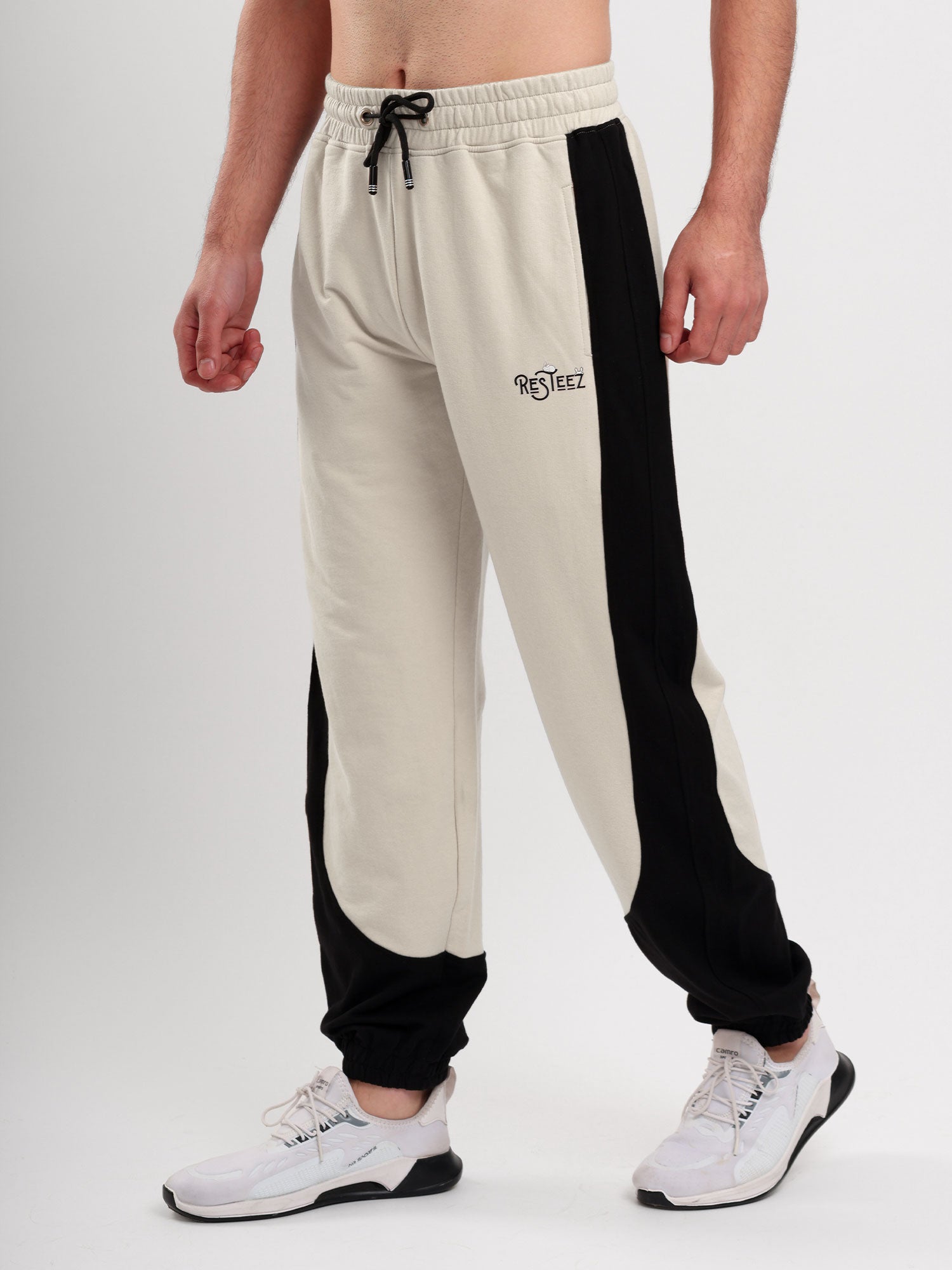 Men's Regular Fit Cotton Blend Track Pant with Side Panel Design, Elastic Waist & Drawstring