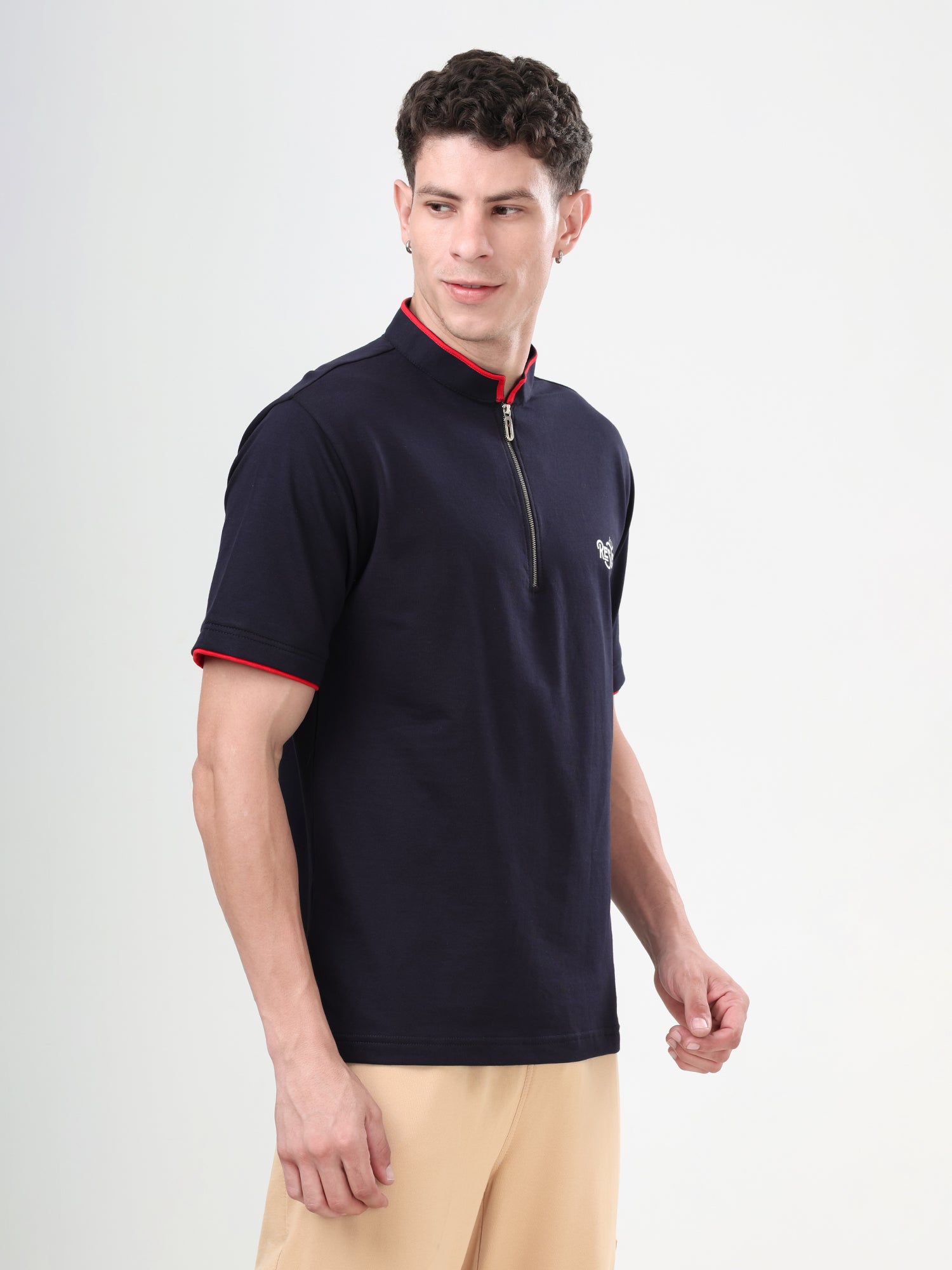 Men's Premium Half Zip Polo T-Shirt | Regular Fit | Soft Cotton Blend | Casual & Smart Casual Wear
