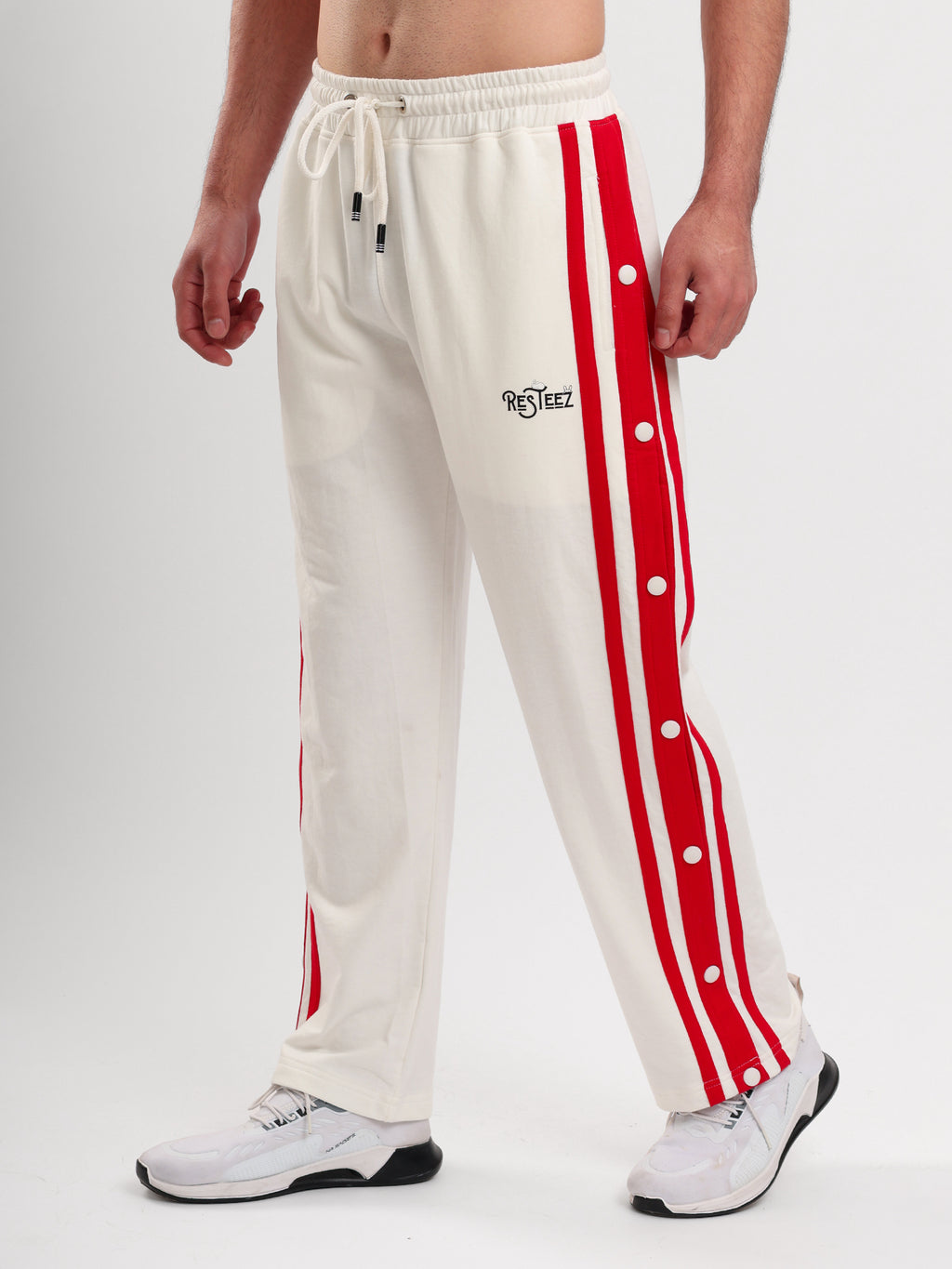 Men's Regular Fit Side Snap Track Pant with Adjustable Drawstring, Side Pockets & Straight Fit